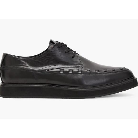 All Saints Men\'s New Black Topper Woven Leather Derby Size US 13 / EUR 46 $349 main image 9
